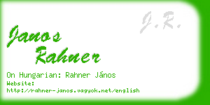 janos rahner business card